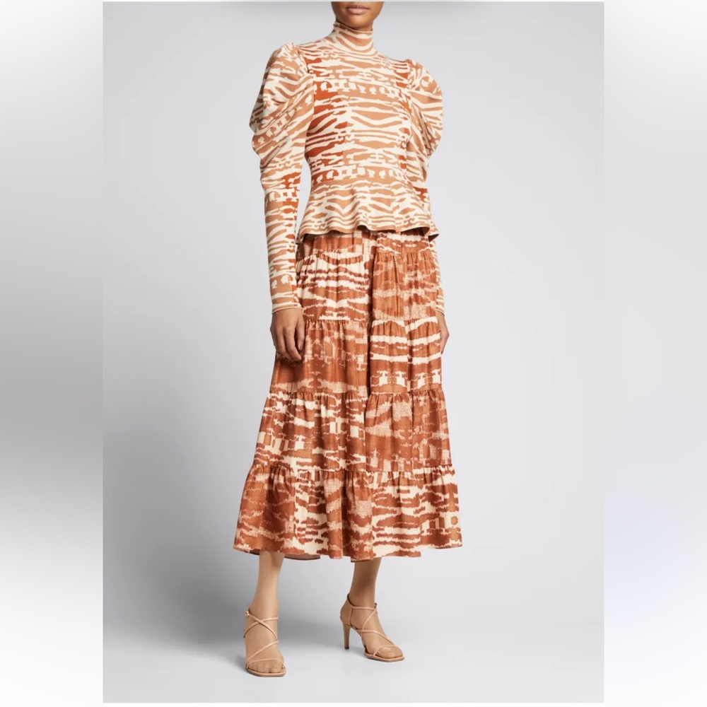 Ulla Johnson Aisa Silk Taffeta Tiered Midi Skirt